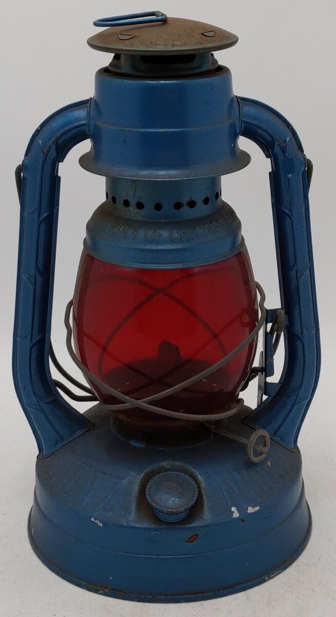 Vintage Rail Road Lantern W/ Red Globe