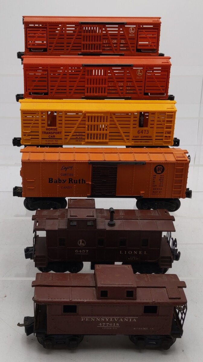 Lionel Vintage O Freight Cars: #2454, 3656, 6457, 477618, 6473, & 3656 [6] VG