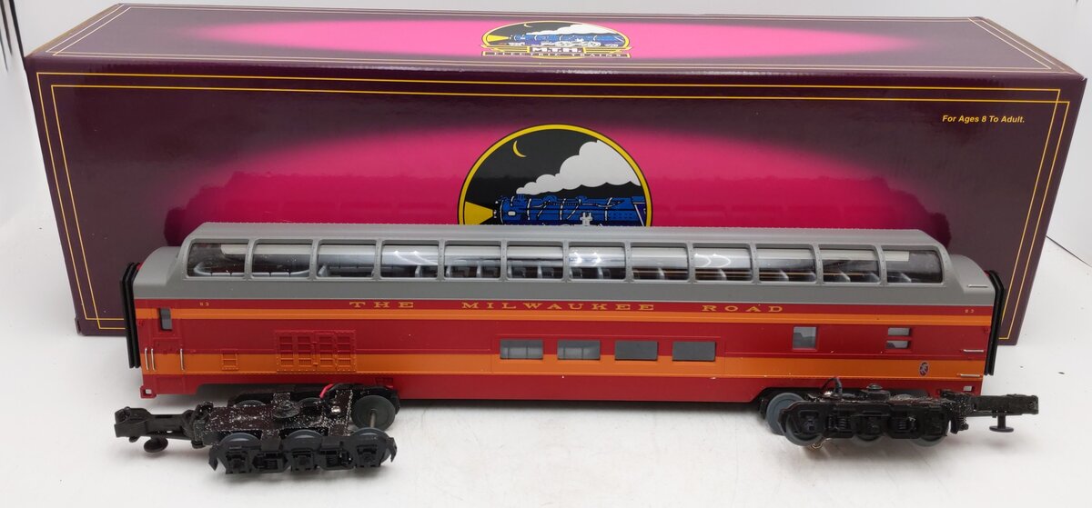 MTH 20-6752 O Gauge Milwaukee Road 70' Full Length Vista Dome Passenger Car #53/Box
