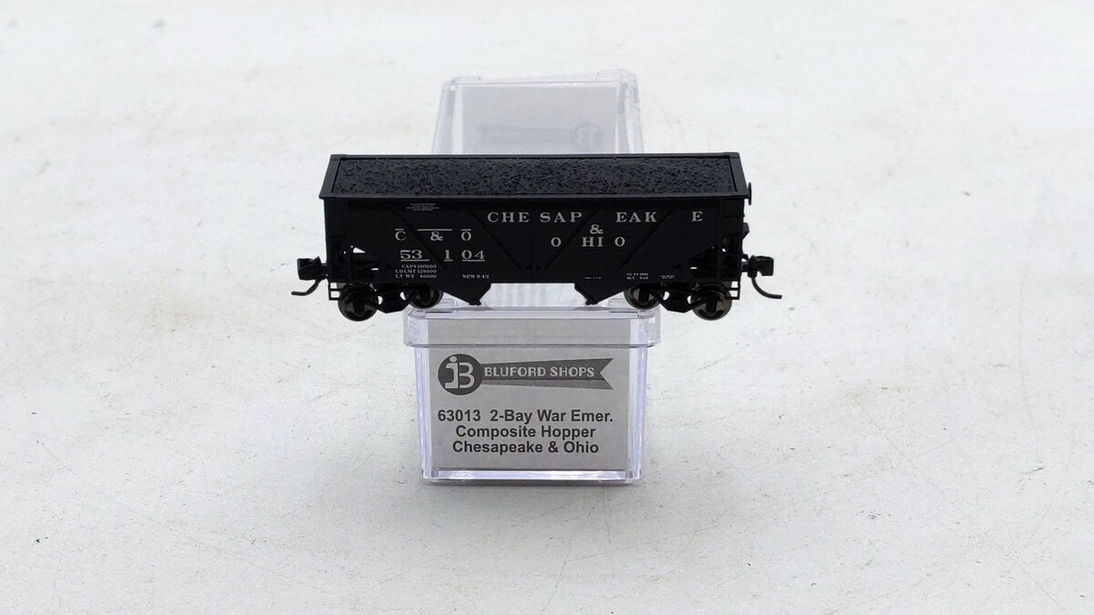 Bluford Shops 63013 N Scale C&O 2-Bay War Emergency Composite Hopper #53104 NIB