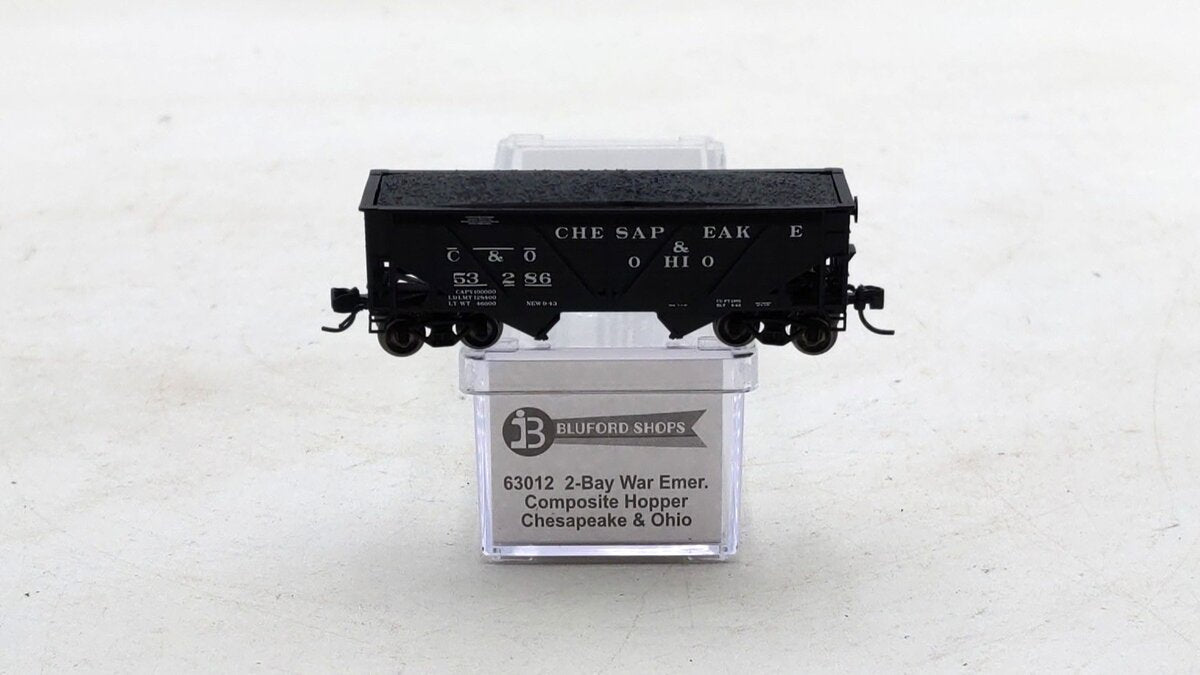 Bluford Shops 63012 N Scale C&O 2-Bay War Emergency Composite Hopper #53286 NIB