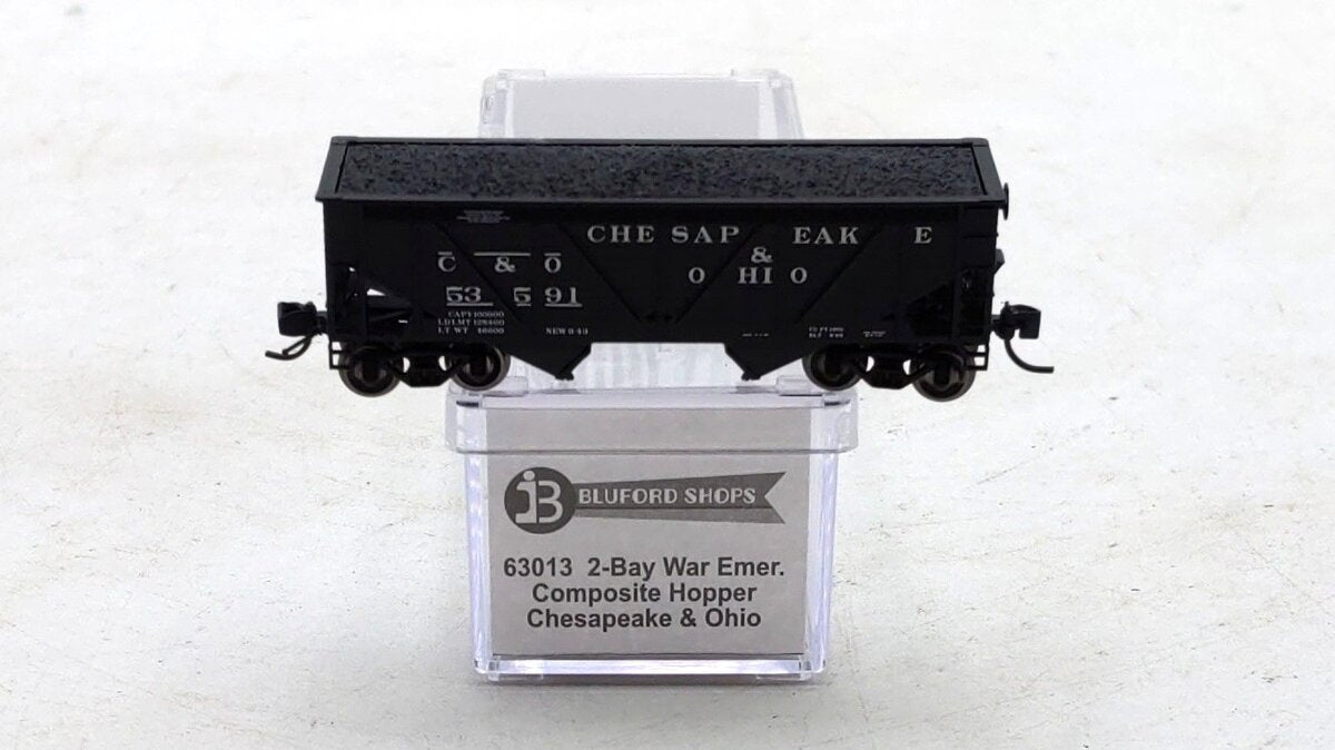 Bluford Shops 63013 N Scale C&O 2-Bay War Emergency Composite Hopper #53591 NIB