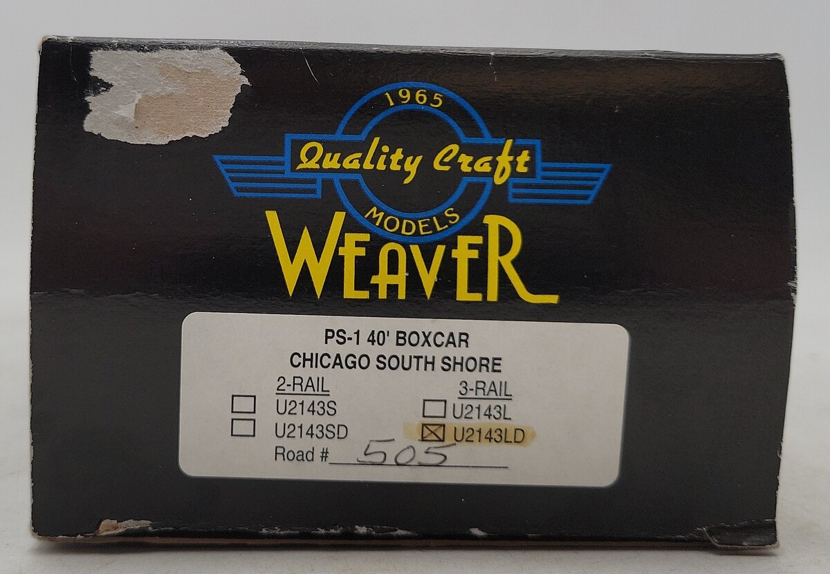 Weaver U2143LD Chicago South Shore 40' Boxcar #505 (3 Rail) LN/Box