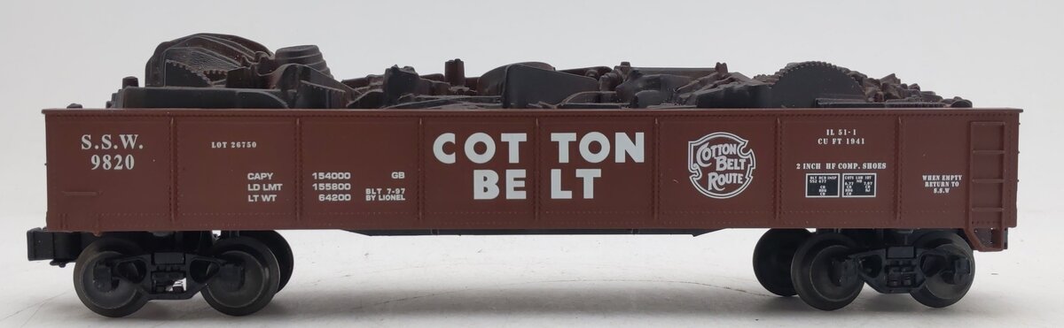 Lionel 6-17408 O Gauge Cotton Belt Gondola with Scrap Load #9820 EX/Box