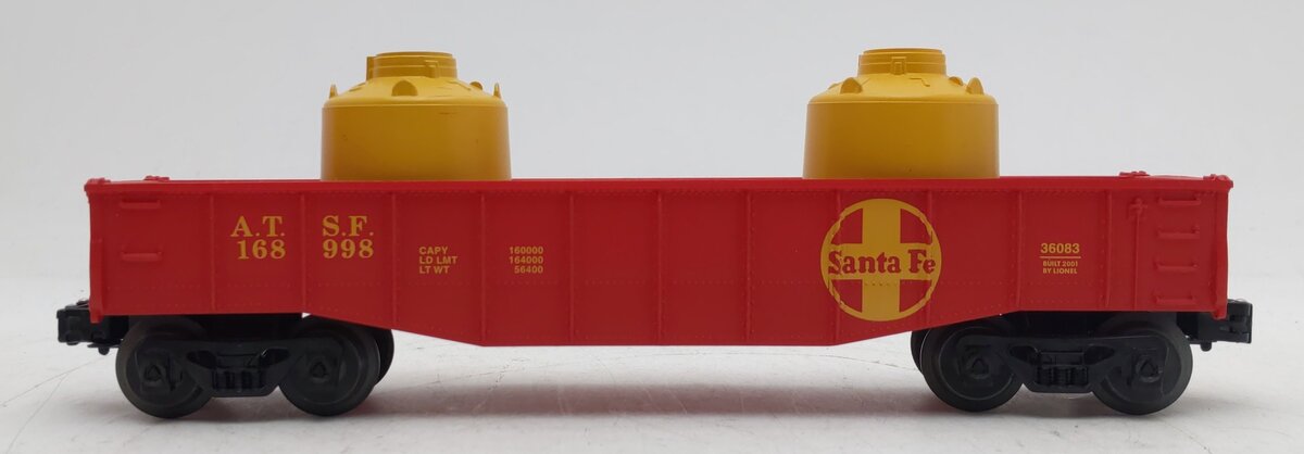 Lionel 6-36083 O Gauge Santa Fe Gondola w/Canisters #168998 EX/Box