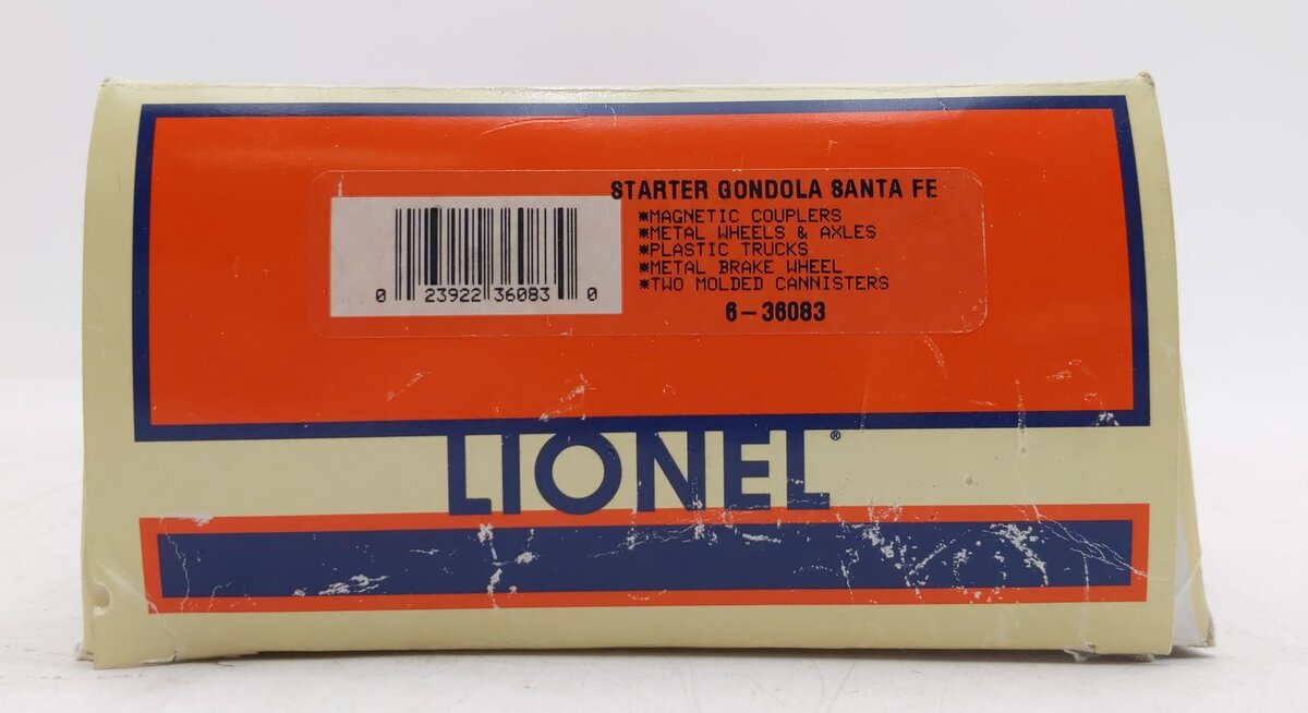 Lionel 6-36083 O Gauge Santa Fe Gondola w/Canisters #168998 EX/Box