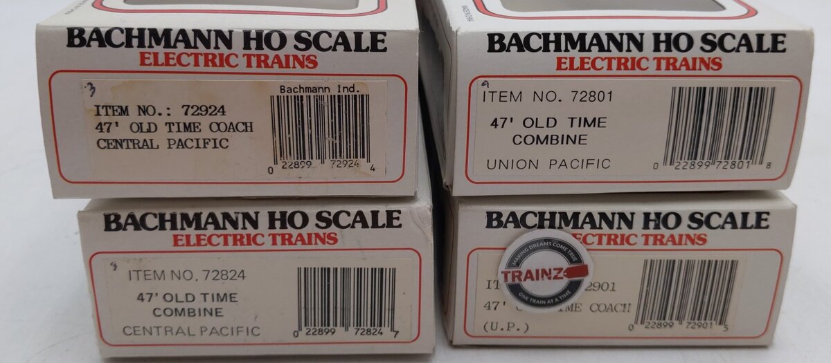 Bachmann HO Scale Assorted Passenger Cars: #3, 7, 8 , & 9 [4] EX/Box