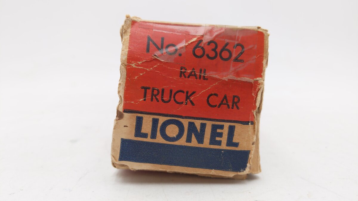 Lionel 6362-55 Vintage O Flat Car w/ 3 Trucks--Serif Letter Version VG/Box