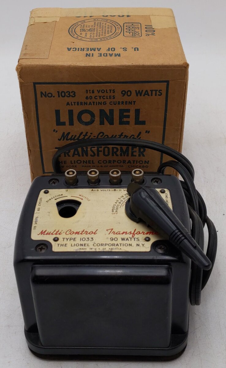 Lionel 1033 Vintage O 90 Watt Transformer w/ Whistle/Box