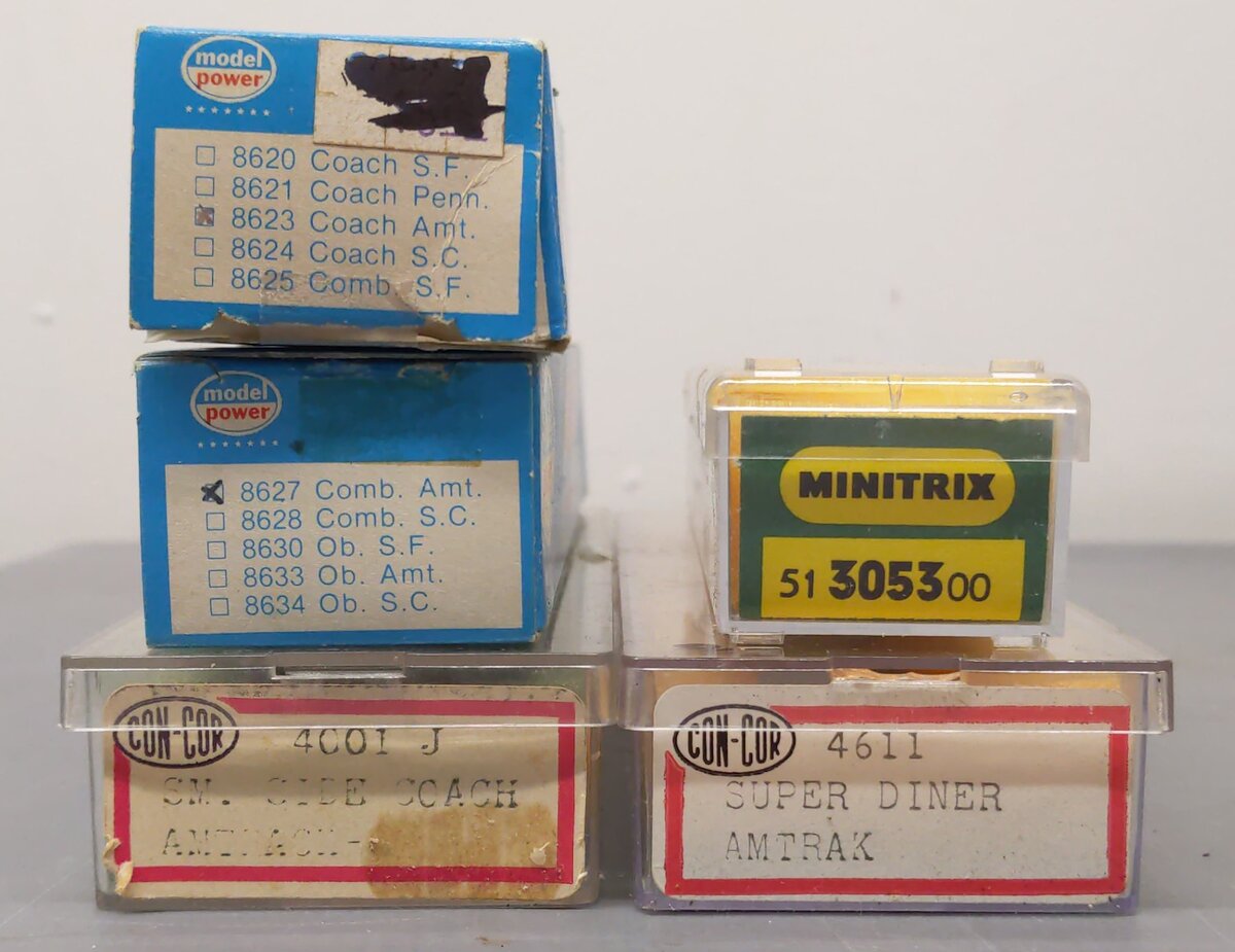Con-Cor/Trix/Model Power N Scale Amtrak Assorted Passenger Cars #9354 [5] EX/Box