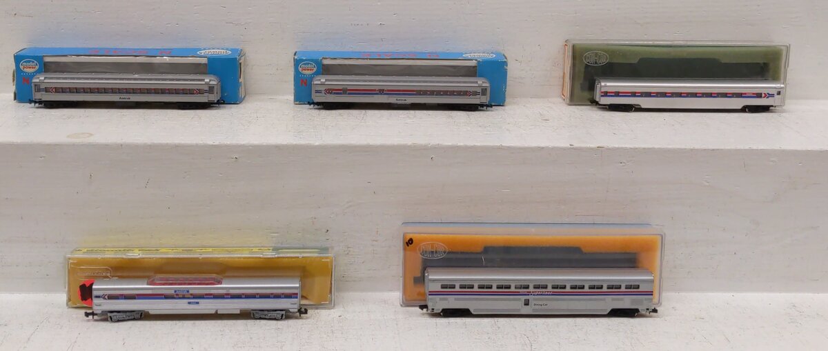 Con-Cor/Trix/Model Power N Scale Amtrak Assorted Passenger Cars #9354 [5] EX/Box