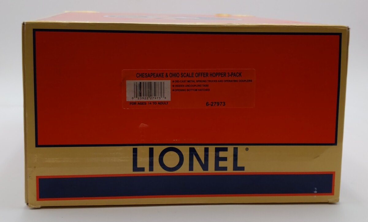 Lionel 6-27973 O Gauge Chesapeake & Ohio Scale Offset Hopper Set (Set of 3)