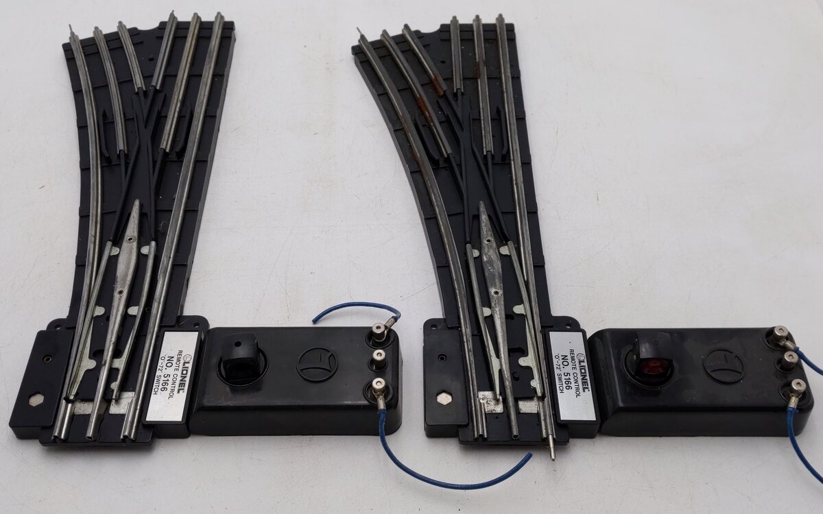 Lionel 6-5166 O Gauge Left Hand O72 Remote Switch/Turnout (Pair of 2) VG