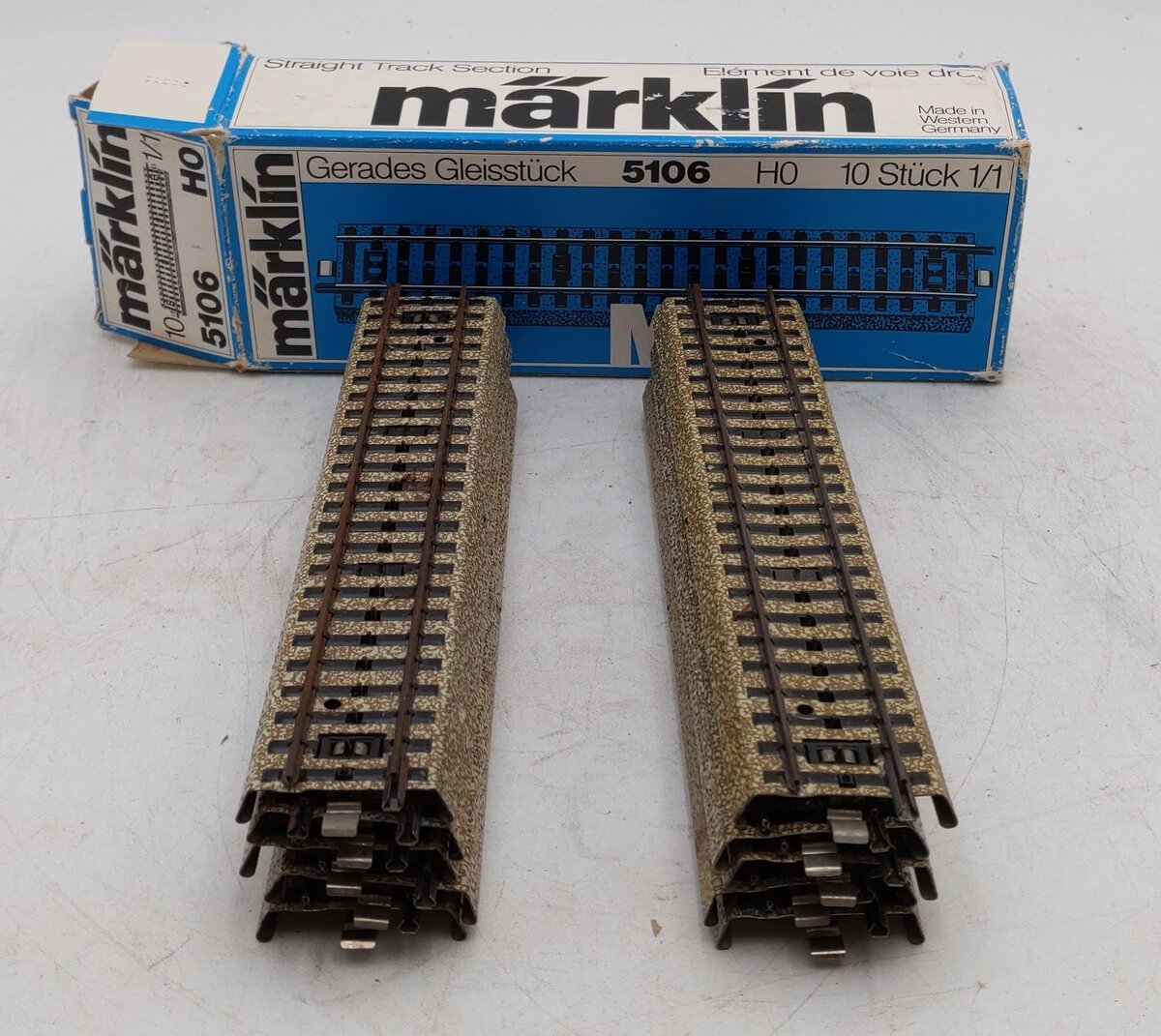 Marklin 5106 HO M Track Metal Straight Track (Box of 10) VG/Box