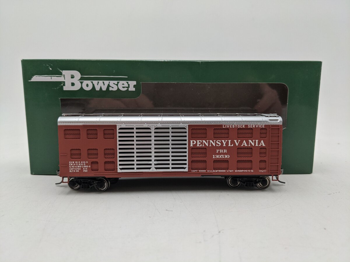 Bowser 41035 HO Pennsylvania Railroad Class K11 Stock Car #130530 EX/Box