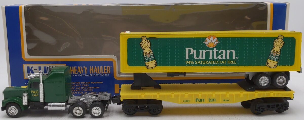 K-Line K22050 Puritan Flatcar w/Tractor Trailer VG/Box
