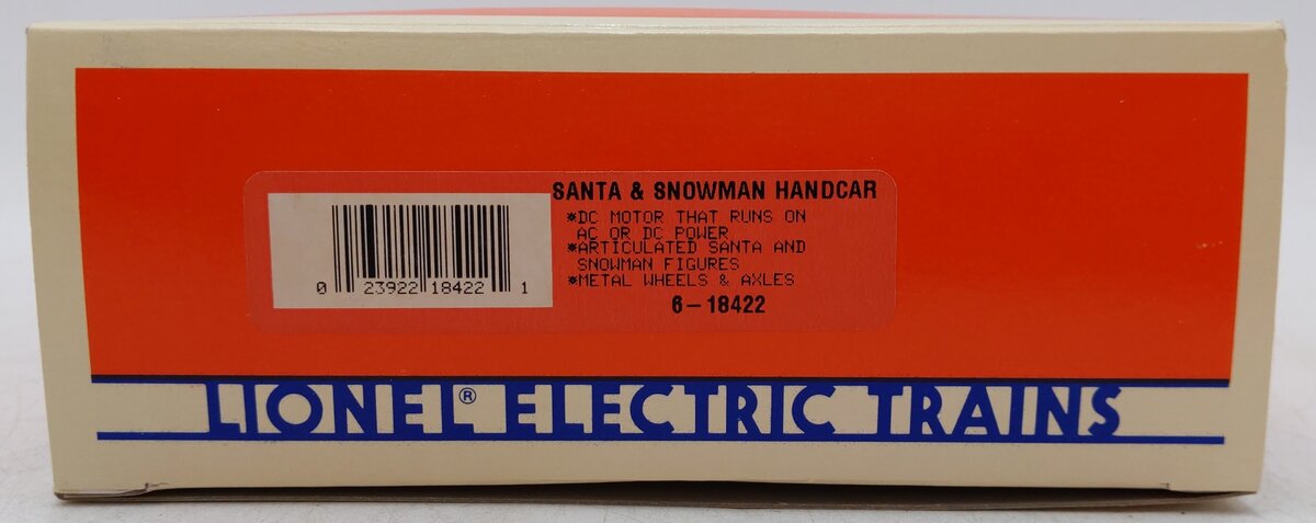 Lionel 6-18422 O Gauge Christmas Santa & Snowman Handcar EX/Box
