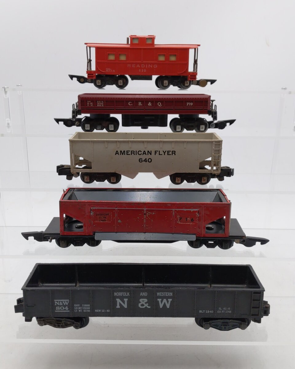 American Flyer Vintage S Postwar Freight Cars: 630, 640, 716, 719, & 804 [5] VG
