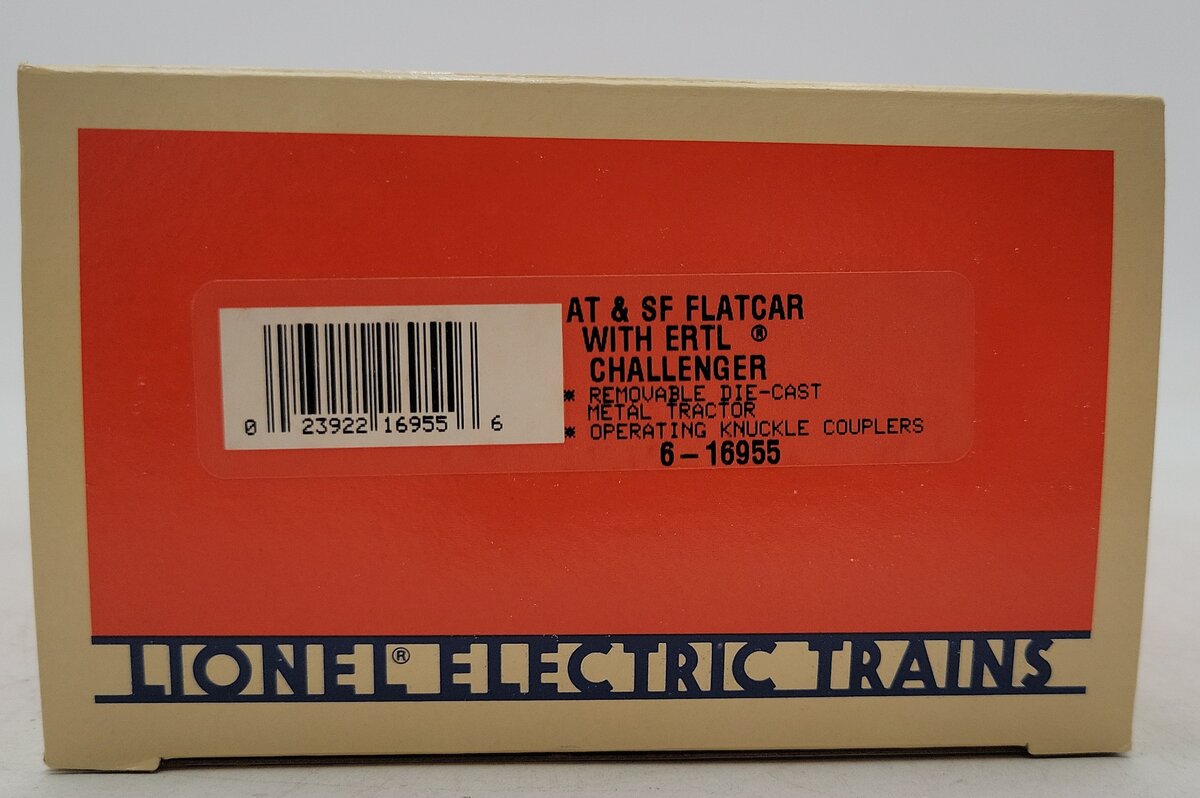 Lionel 6-16955 O Gauge Santa Fe Flatcar with Ertl Challenger EX/Box