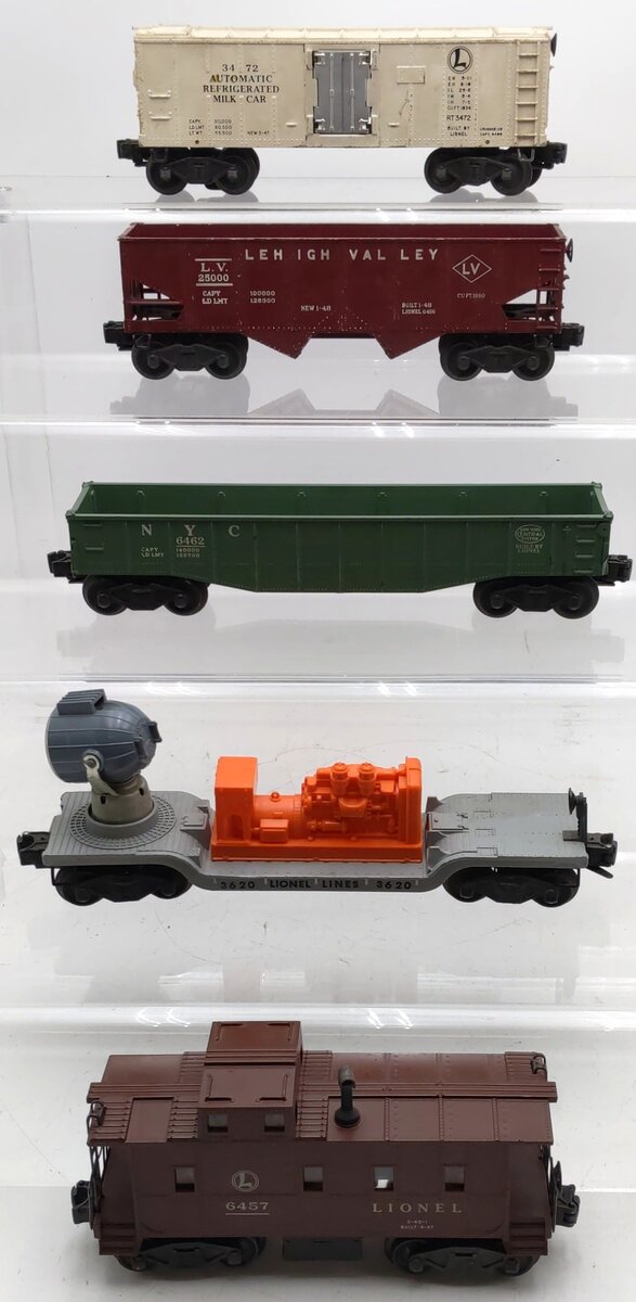 Lionel Vintage O Gauge Freight Cars #6457,25000,3620,3472,6462 [5] VG