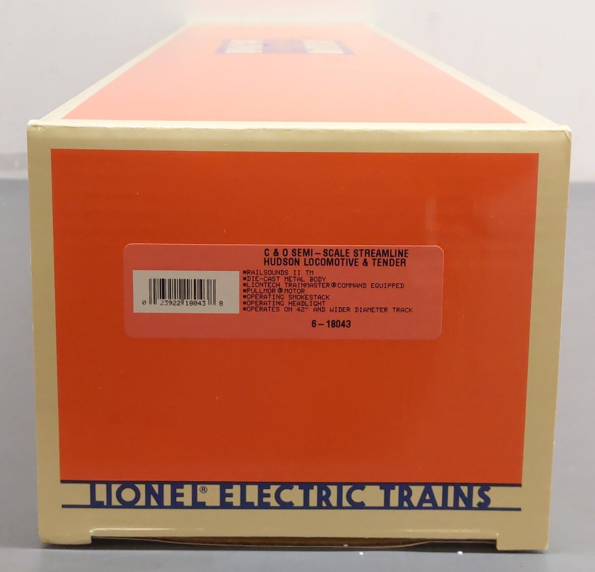 Lionel 6-18043 O Chesapeake & Ohio Streamlined Hudson & Tender #490 with RSII EX/Box