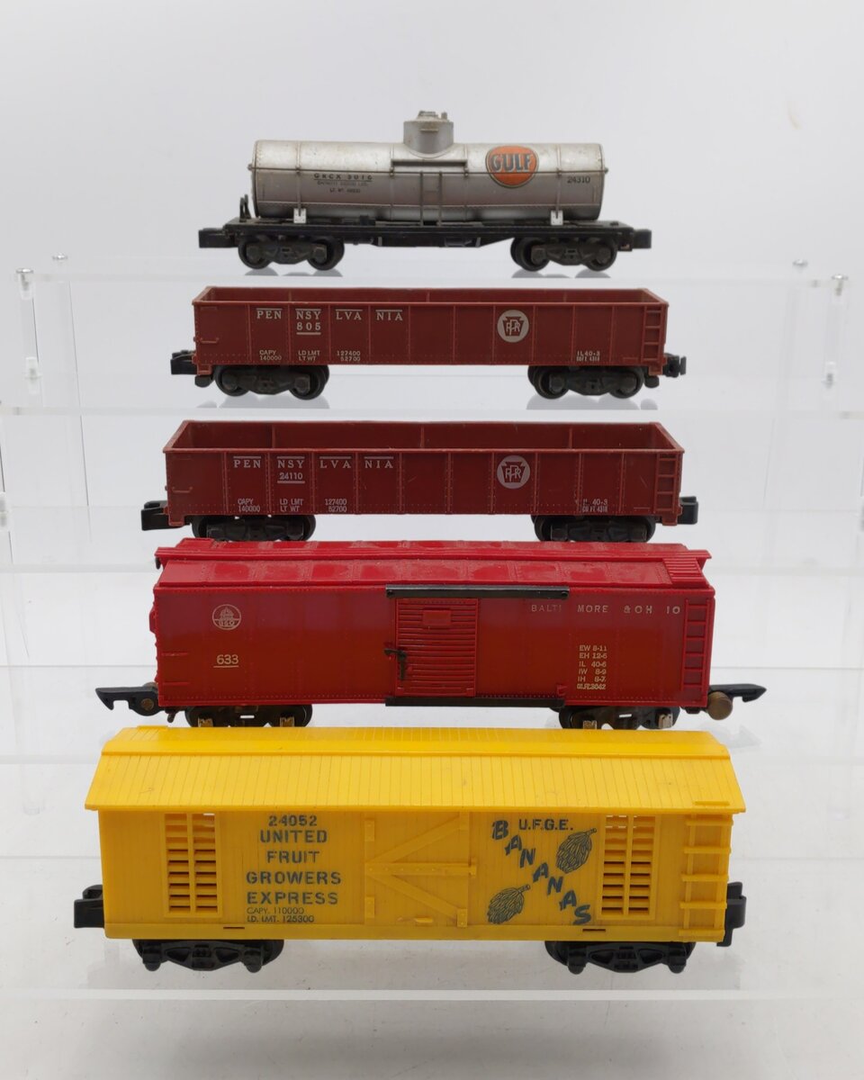 American Flyer Vintage S Postwar Freight Cars: 633, 24052, 805, 24310, 24110 [5] VG