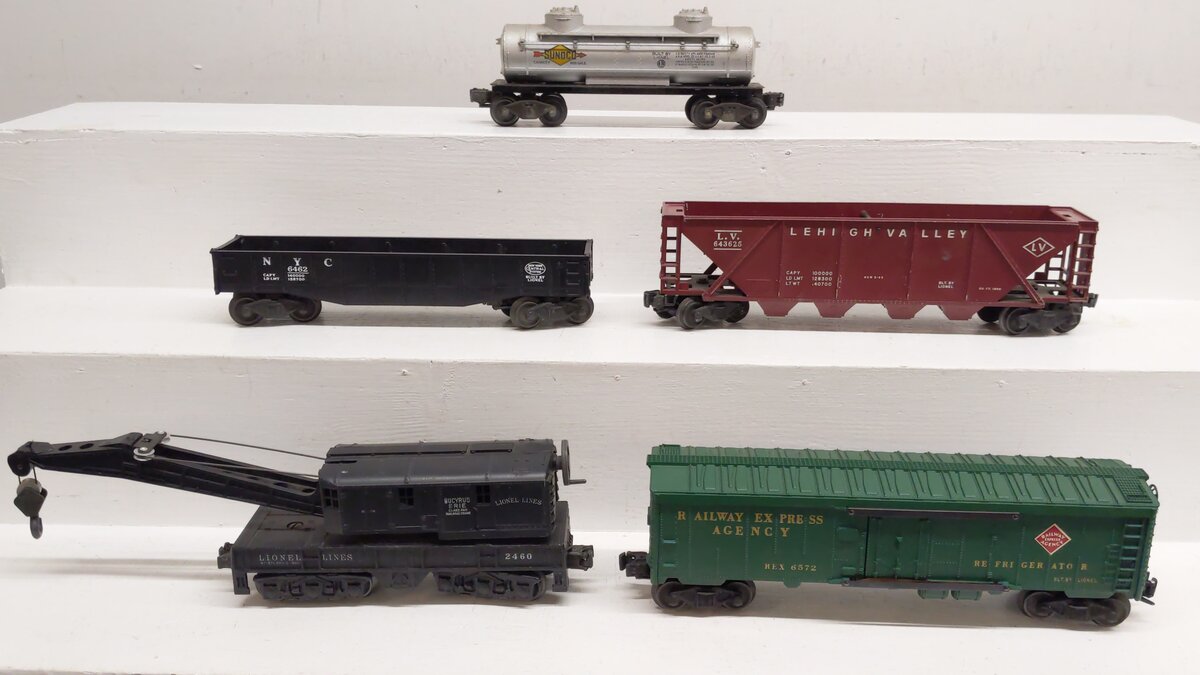 Lionel Vintage O Freight Cars: 6462, 643625, 6572, 2460, 6465 [5] VG