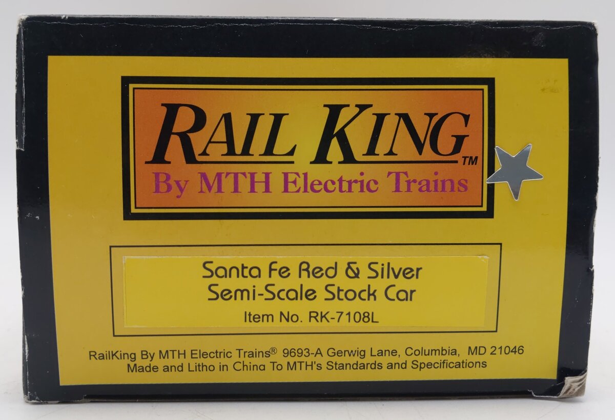 MTH 30-7108 O Gauge Santa Fe Red & Silver Semi-Scale Stock Car #26425 NIB