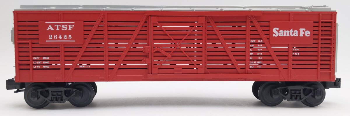 MTH 30-7108 O Gauge Santa Fe Red & Silver Semi-Scale Stock Car #26425 NIB