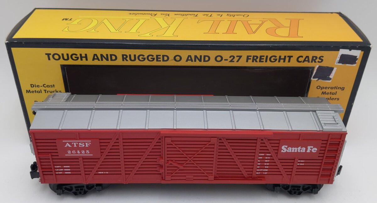 MTH 30-7108 O Gauge Santa Fe Red & Silver Semi-Scale Stock Car #26425 NIB