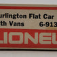 Lionel 6-9133 O Gauge Burlington Northern Flatcar #9133 with Trailers EX/Box