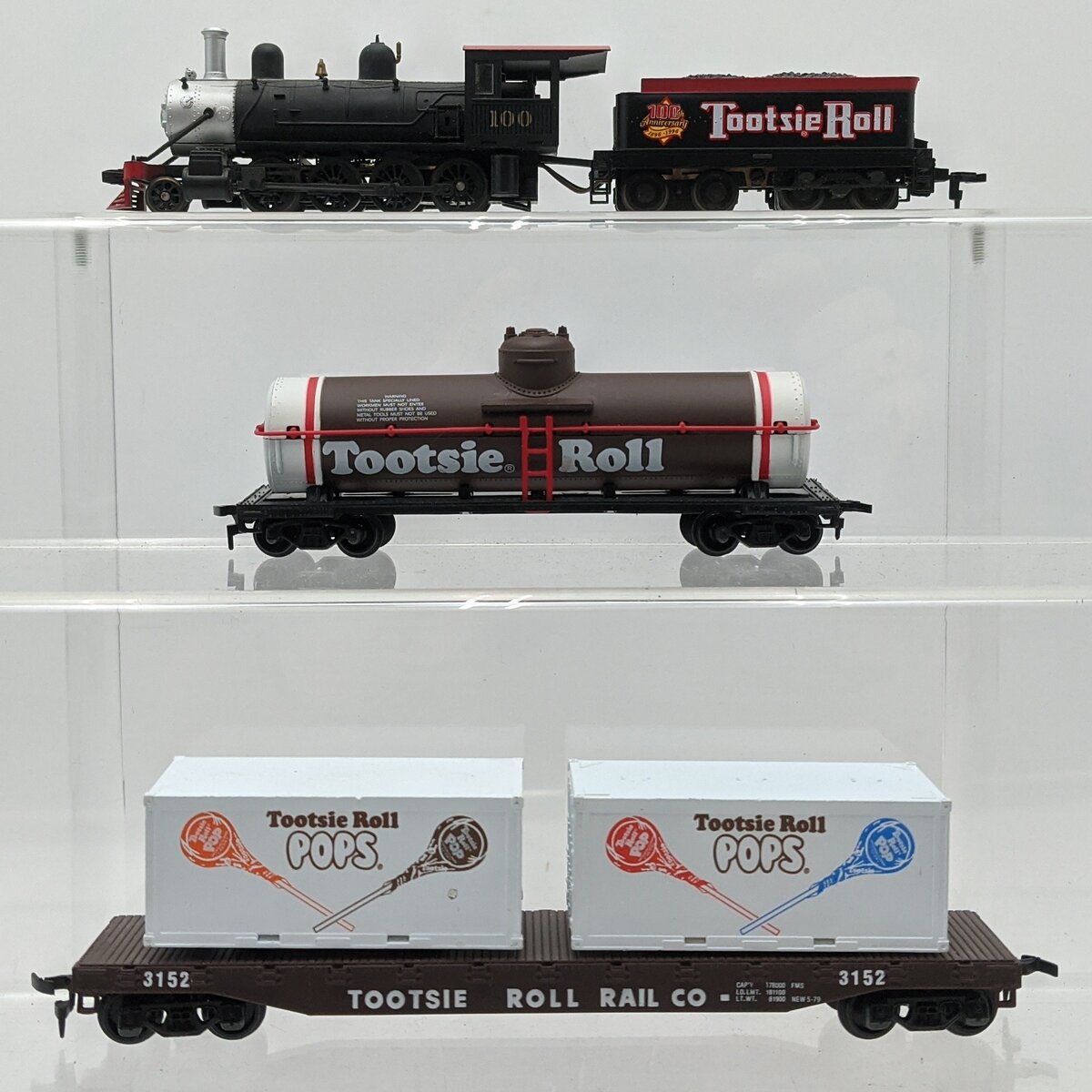 Model Power & Other HO Scale Tootsie Roll Steam Loco, Tender, & Freight Cars EX