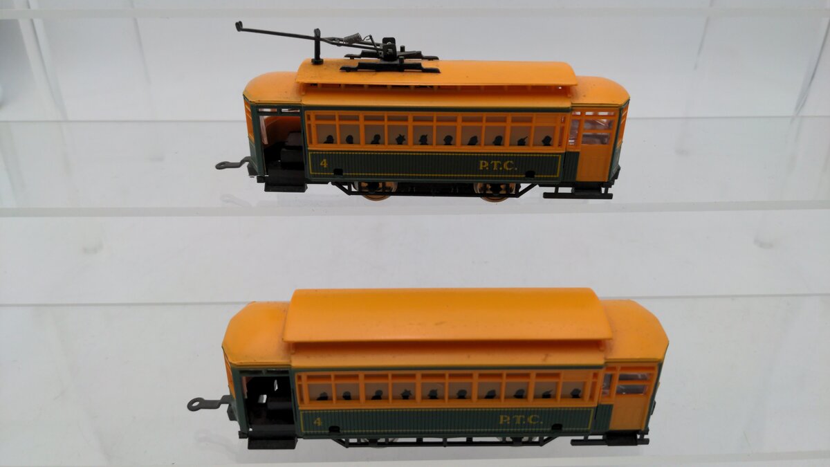 Mehano 9381 HO P.T.C. Trolley Cars/Brill Trolley & Dummy VG