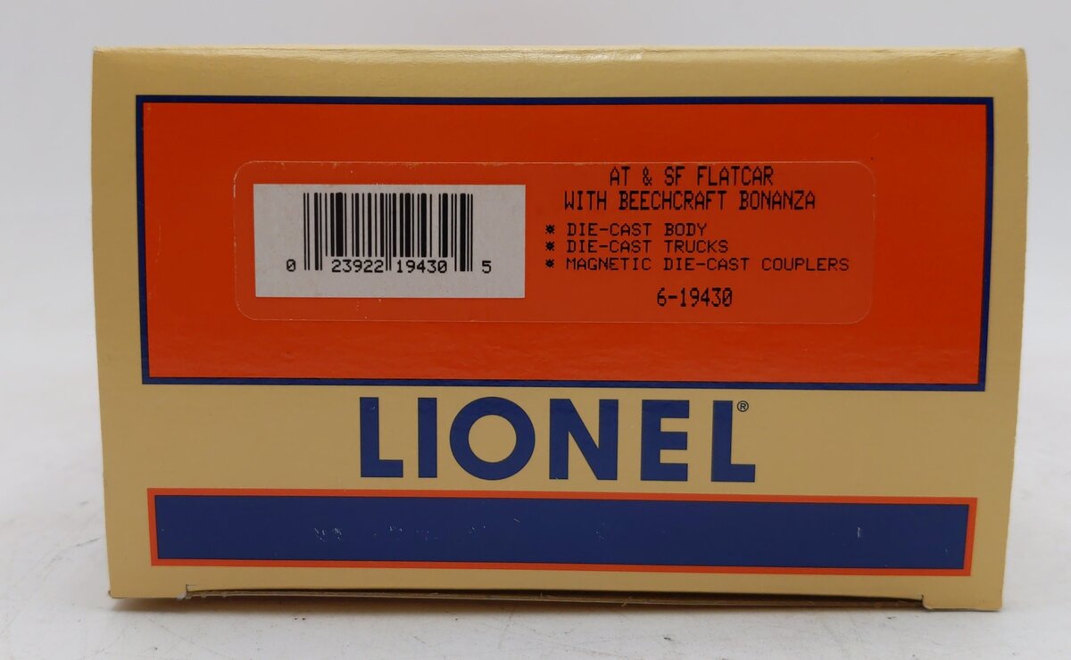 Lionel 6-19430 O Gauge AT&SF Flatcar # 6411 w/Beechcraft Bonanza EX/Box