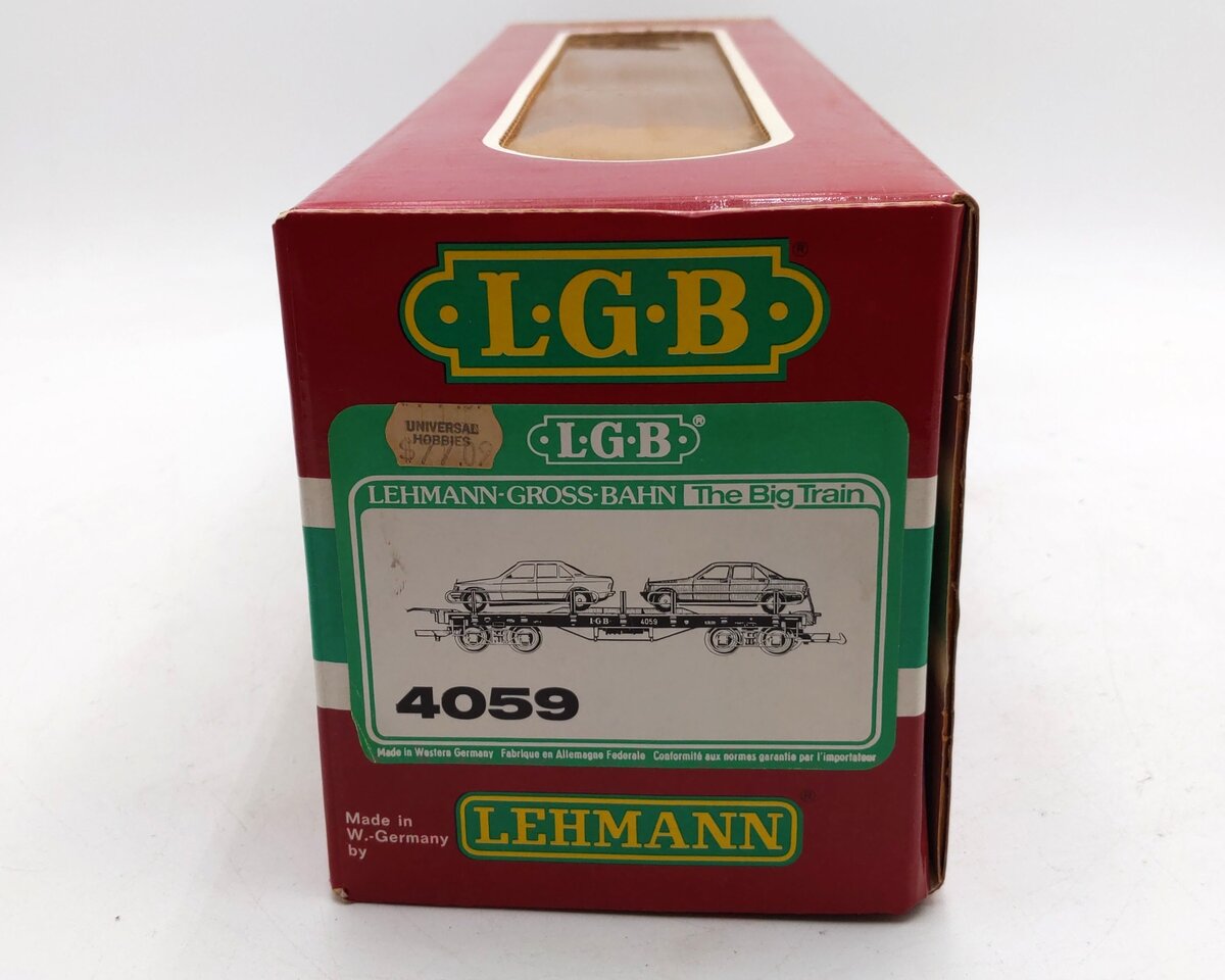 LGB 4059 G Scale Flatcar w/ 2 Mercedes Automobiles EX/Box