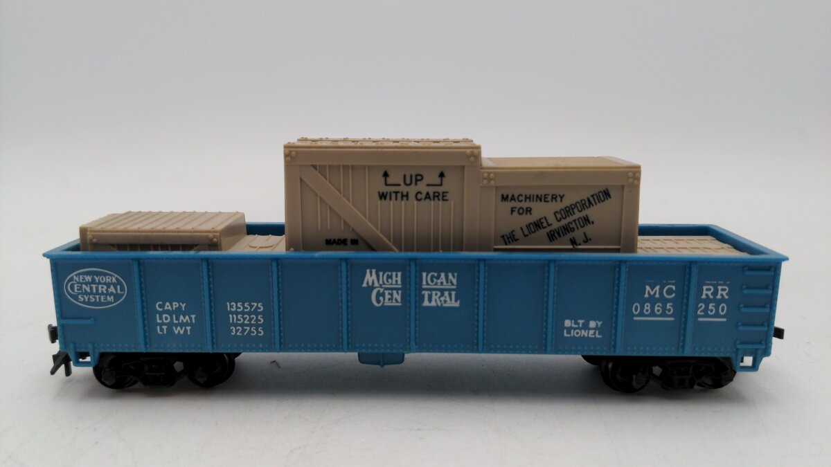 Lionel 0865-1 Michigan Central Gondola w/ Canisters EX