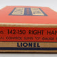Lionel 142-150 Vintage Super O Right Hand Manual Switch EX/Box