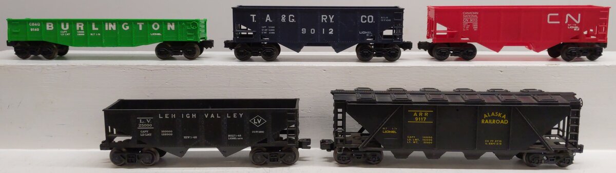 Lionel O Gauge Assorted Cars: 9012, 9013, 9117, 9140, 25000 [5] EX