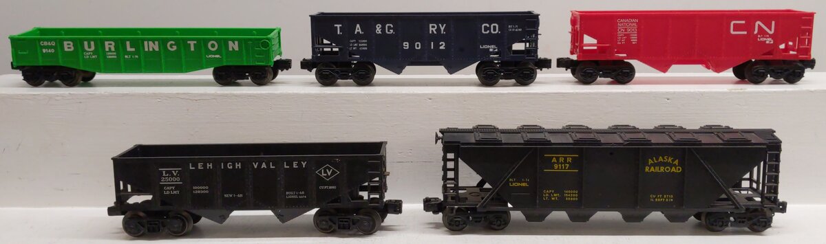 Lionel O Gauge Assorted Cars: 9012, 9013, 9117, 9140, 25000 [5] EX
