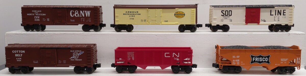 Lionel & MTH O Gauge Assorted Cars: 90438, 9013, 9414, 9702, 5708, 9786 [6] EX