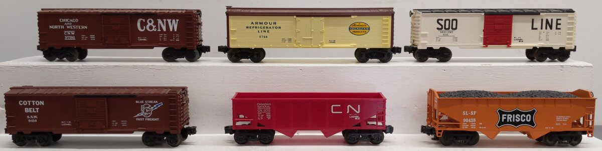 Lionel & MTH O Gauge Assorted Cars: 90438, 9013, 9414, 9702, 5708, 9786 [6] EX