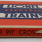 Lionel 120 Vintage Super O 90 Degree Crossover EX/Box
