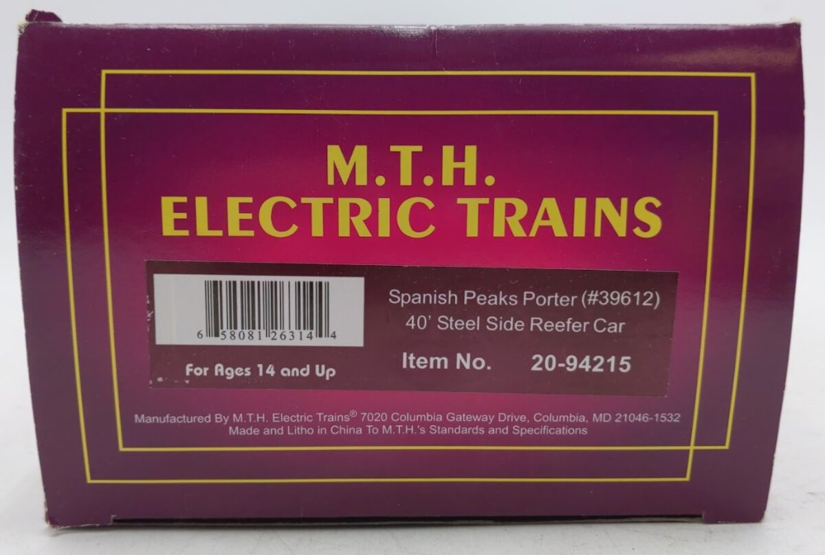 MTH 20-94215 O Gauge Spanish Speaks Porter 40' Reefer Car #39612 EX/Box