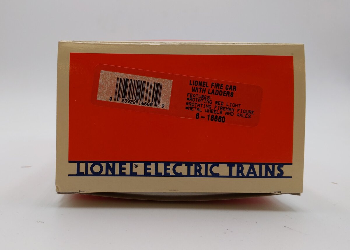 Lionel 6-16660 O Gauge Lionel Operating Fire Car With Ladders (Yellow) NIB