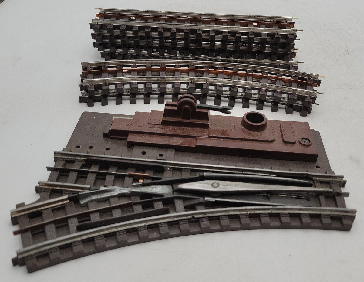 Lionel 142 Vintage Super O LH Manual Switch & Curved & Straight Tracks [7] VG