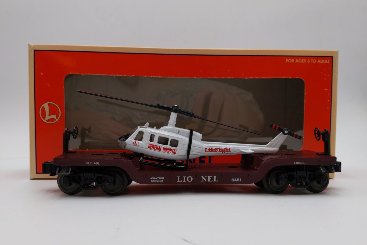 Lionel 6-16968 O Gauge Aviation Flatcar with Ertl Helicopter #6461 NIB