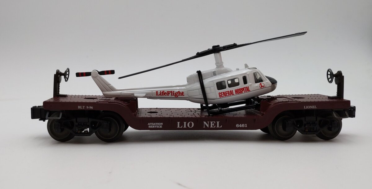 Lionel 6-16968 O Gauge Aviation Flatcar with Ertl Helicopter #6461 NIB