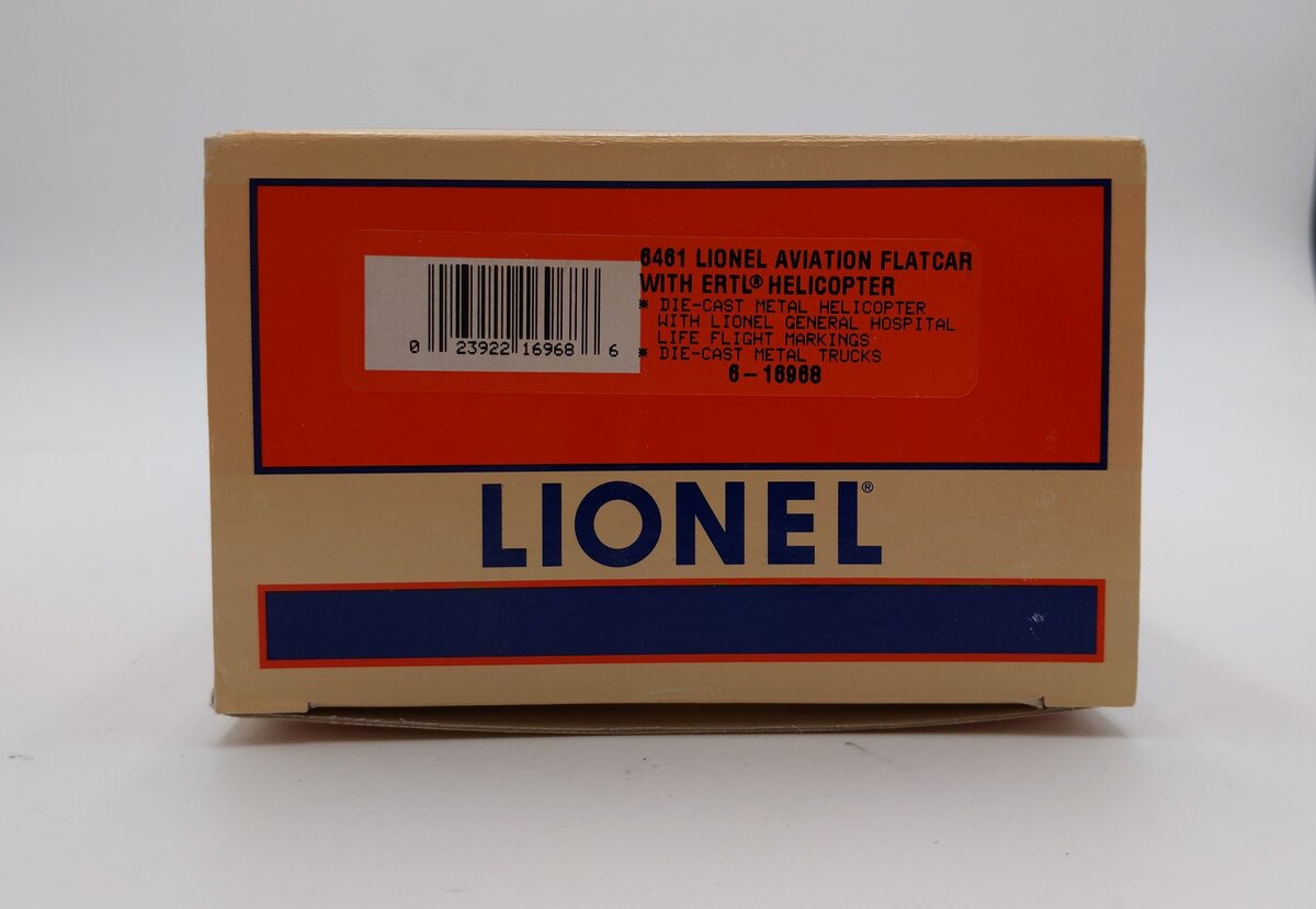 Lionel 6-16968 O Gauge Aviation Flatcar with Ertl Helicopter #6461 NIB