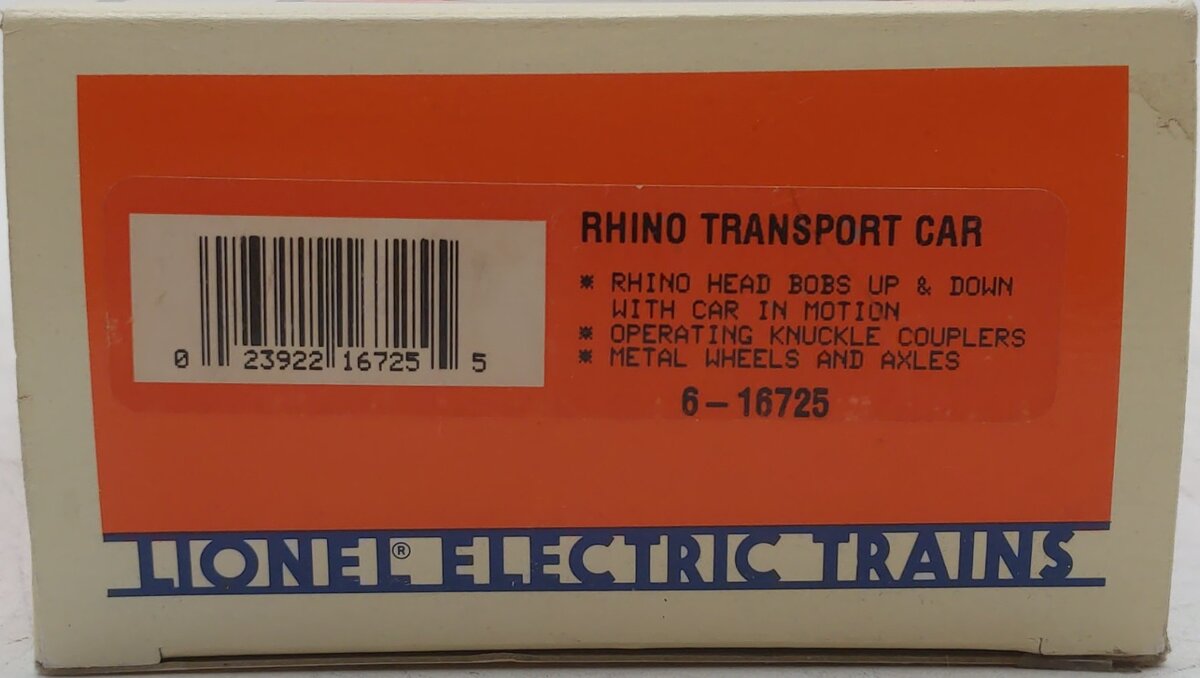 Lionel 6-16725 O Gauge Operating Rhino Car EX/Box