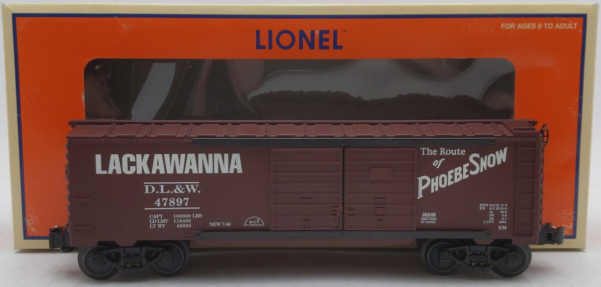 Lionel 6-39248 O Gauge Erie Lackawanna Double Door Box Car w/Hobo Inside #47897 LN/Box
